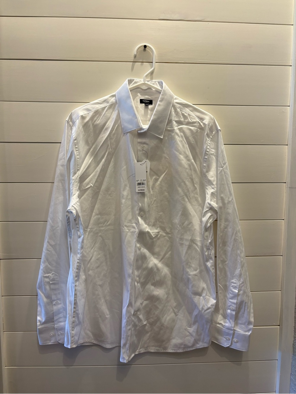 Express White Men's Dress Shirt - Classic Spread Collar Classic Professional